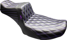 LE PERA Tailwhip Daddy Long Legs Seat - Black - Purple Double Diamond Stitch - FLT/FLH '24-'25 LV-587DLDD-P01