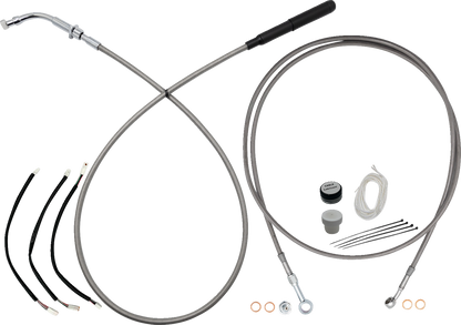 FAT BAGGERS INC. EZ Install Kit - 11" Handlebars - Upper Clutch - Full Length - Braided Stainless Steel/Chrome 249011-C