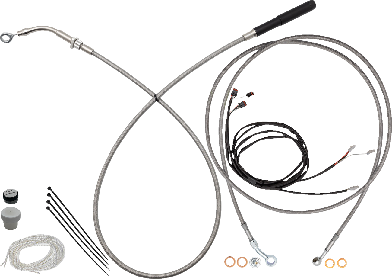 FAT BAGGERS INC. EZ Install Kit - 13"/14" Handlebars - Upper Clutch - Full Length - Braided Stainless Steel 219014