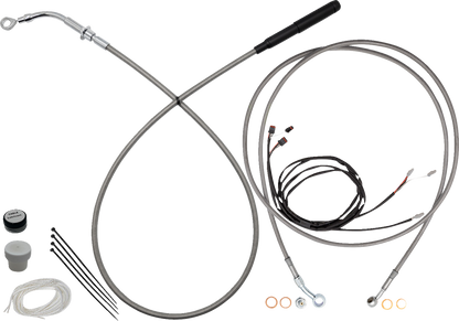 FAT BAGGERS INC. EZ Install Kit - 11"/12" Handlebars - Upper Clutch - Full Length - Braided Stainless Steel/Chrome 219012-C