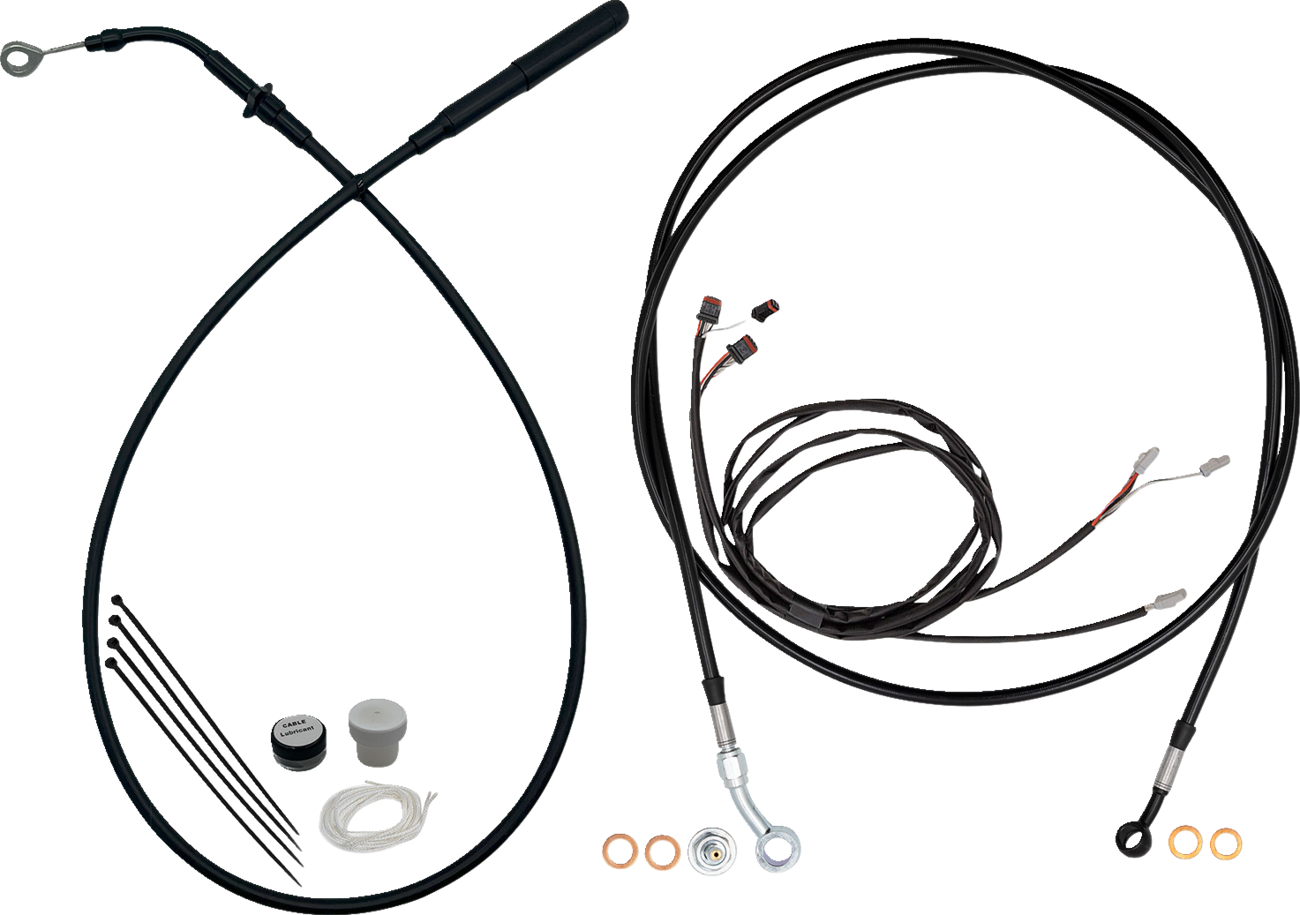 FAT BAGGERS INC. EZ Install Kit - 13"/14" Handlebars - Upper Clutch - Full Length - Black 219014-B