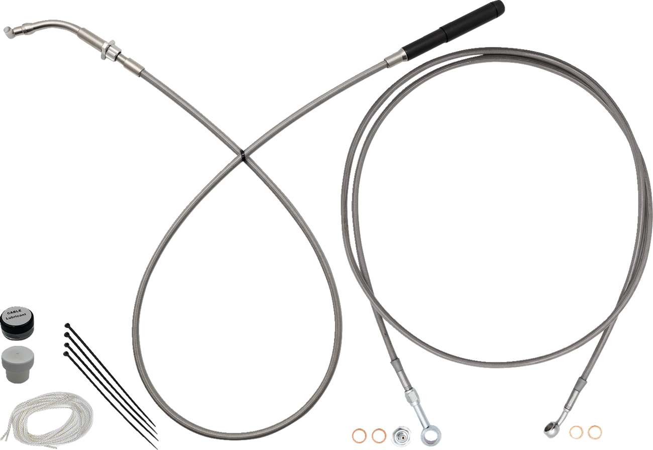 FAT BAGGERS INC. EZ Install Kit - 14" Handlebars - Upper Clutch - Full Length - Braided Stainless Steel 249914