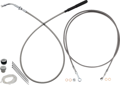 FAT BAGGERS INC. EZ Install Kit - 14" Handlebars - Upper Clutch - Full Length - Braided Stainless Steel/Chrome 249914-C