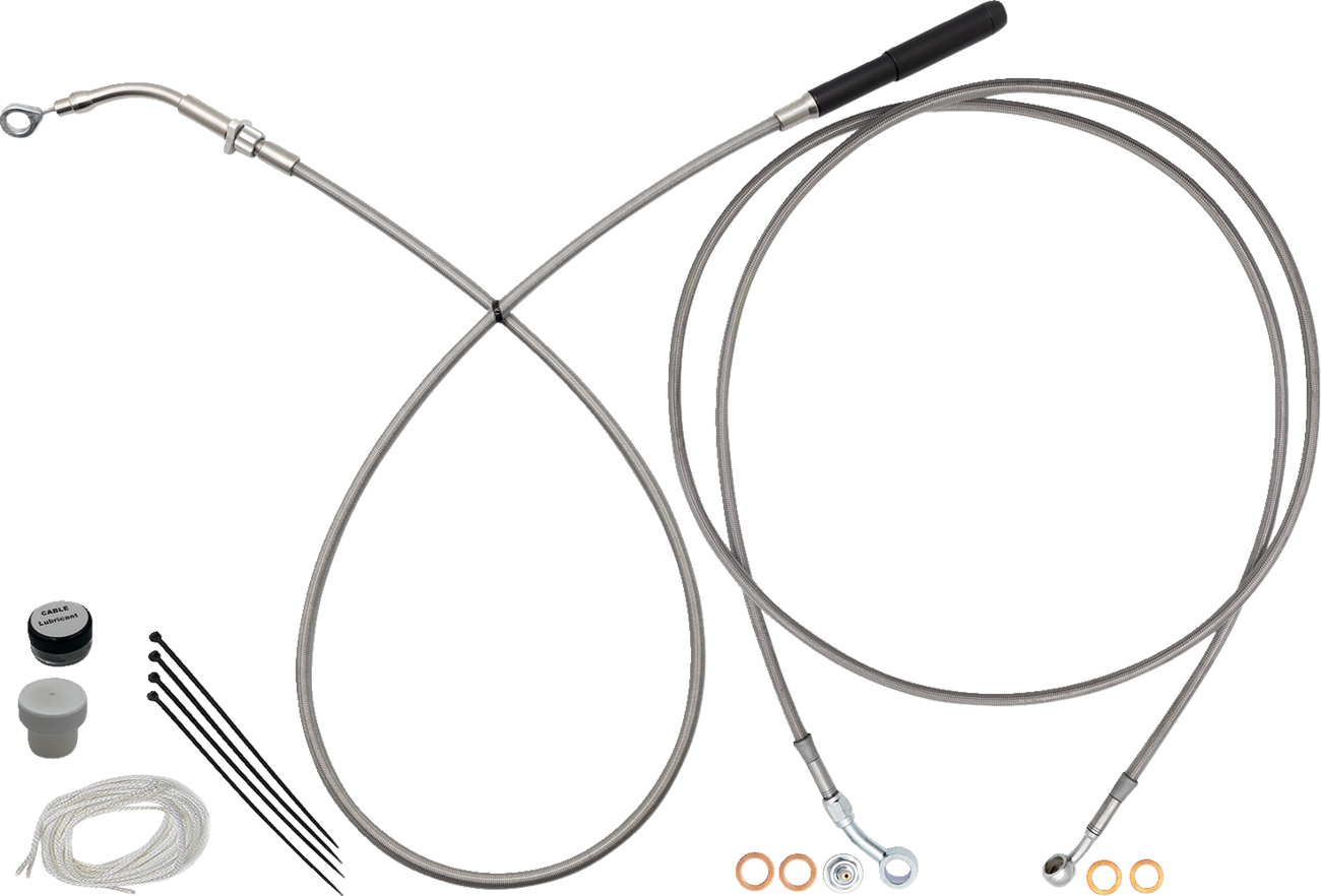 FAT BAGGERS INC. EZ Install Kit - 14" Handlebars - Upper Clutch - Full Length - Braided Stainless Steel 219914
