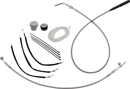 FAT BAGGERS INC. EZ Install Kit - 10"/11"/12" Handlebars - Upper Clutch - Braided Stainless Steel/Chrome 149011-C