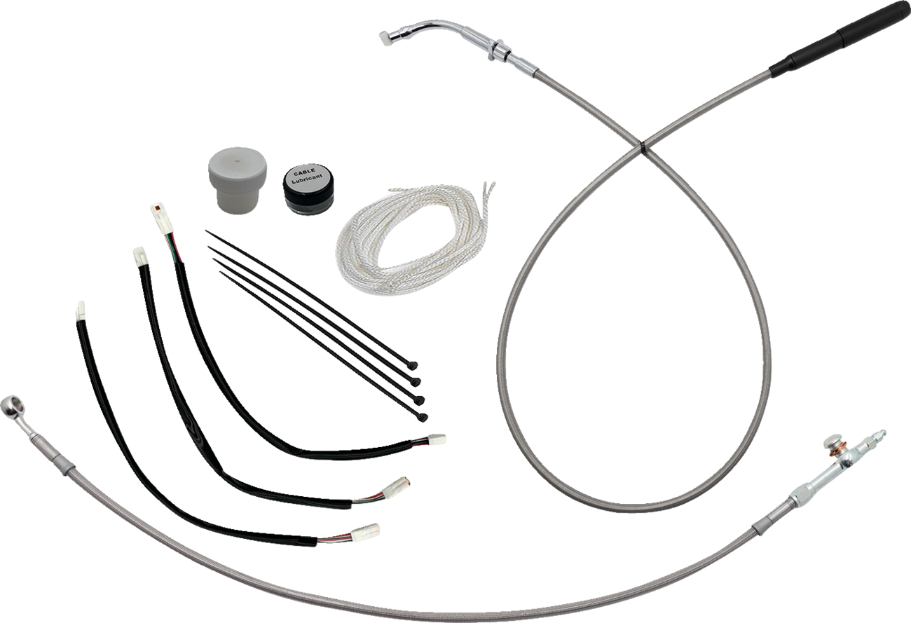 FAT BAGGERS INC. EZ Install Kit - 12" Handlebars - Upper Clutch - Braided Stainless Steel/Chrome 149012-C
