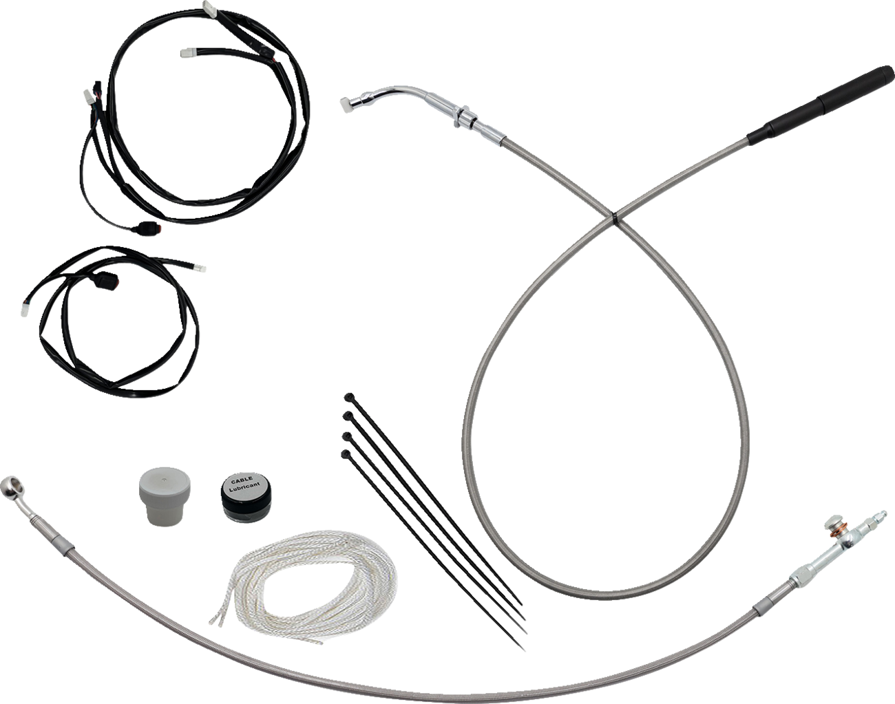 FAT BAGGERS INC. EZ Install Kit - 13"/14" Handlebars - Upper Clutch - Braided Stainless Steel/Chrome 149014-C