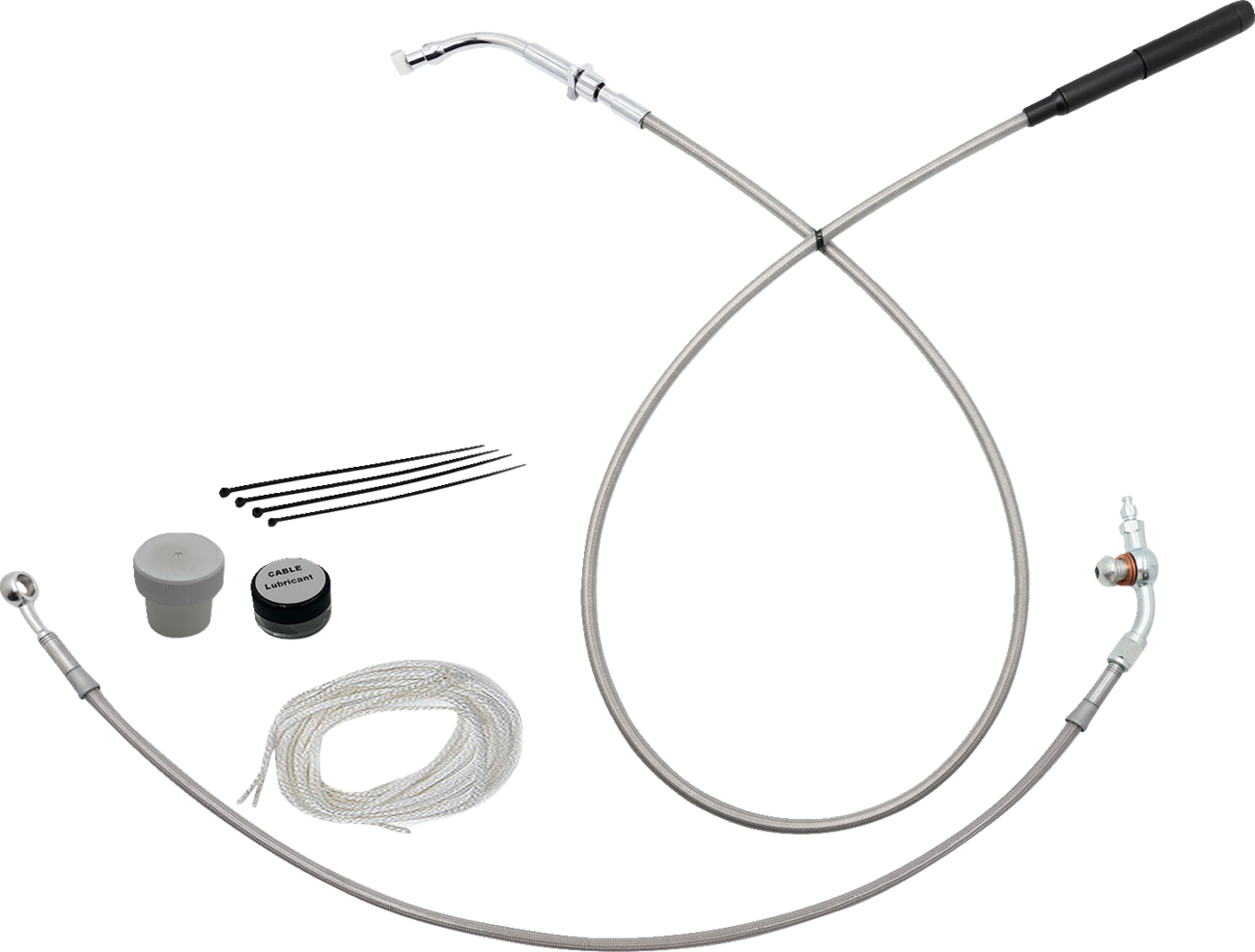 FAT BAGGERS INC. EZ Install Kit - 14" Handlebars - Upper Clutch - Braided Stainless Steel/Chrome 149914-C