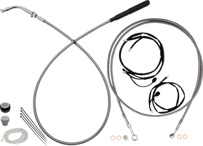 FAT BAGGERS INC. EZ Install Kit - 16" Handlebars - Upper Clutch - Full Length - Braided Stainless Steel/Chrome 249016-C