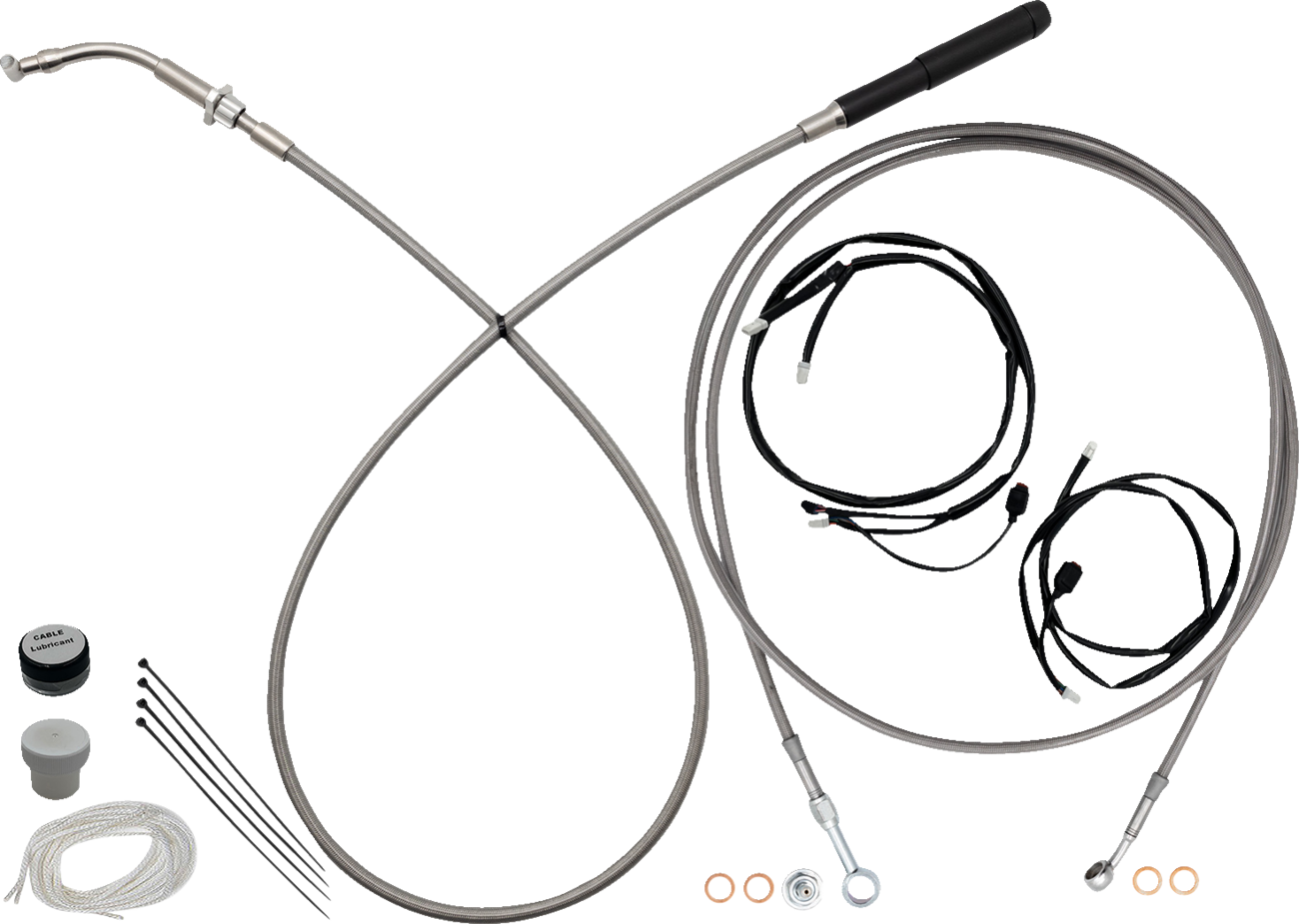 FAT BAGGERS INC. EZ Install Kit - 16" Handlebars - Upper Clutch - Full Length - Braided Stainless Steel 249916