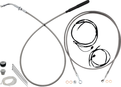 FAT BAGGERS INC. EZ Install Kit - 16" Handlebars - Upper Clutch - Full Length - Braided Stainless Steel/Chrome 249916-C