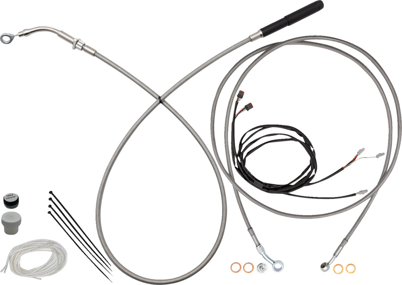 FAT BAGGERS INC. EZ Install Kit - 16" Handlebars - Upper Clutch - Full Length - Braided Stainless Steel 219916