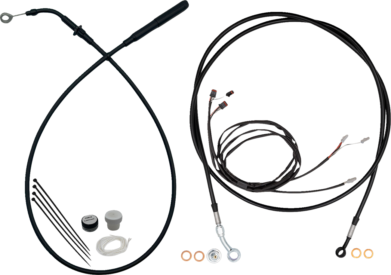 FAT BAGGERS INC. EZ Install Kit - 16" Handlebars - Upper Clutch - Full Length - Black 219916-B