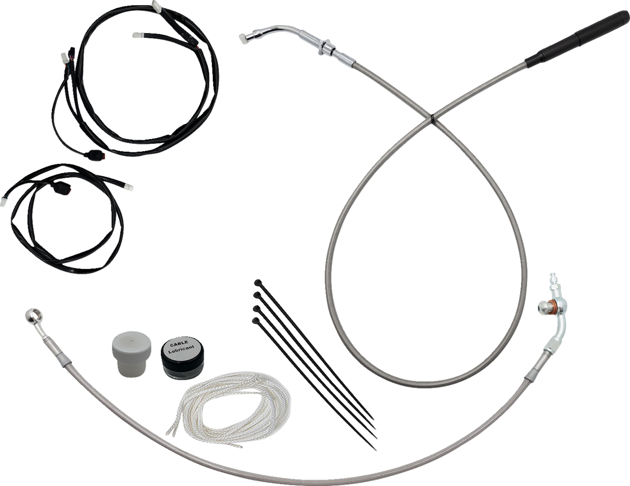 FAT BAGGERS INC. EZ Install Kit - 16" Handlebars - Upper Clutch - Braided Stainless Steel/Chrome 149916-C
