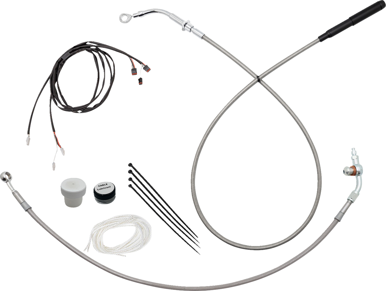 FAT BAGGERS INC. EZ Install Kit - 18" Handlebars - Upper Clutch - Braided Stainless Steel/Chrome 119918-C