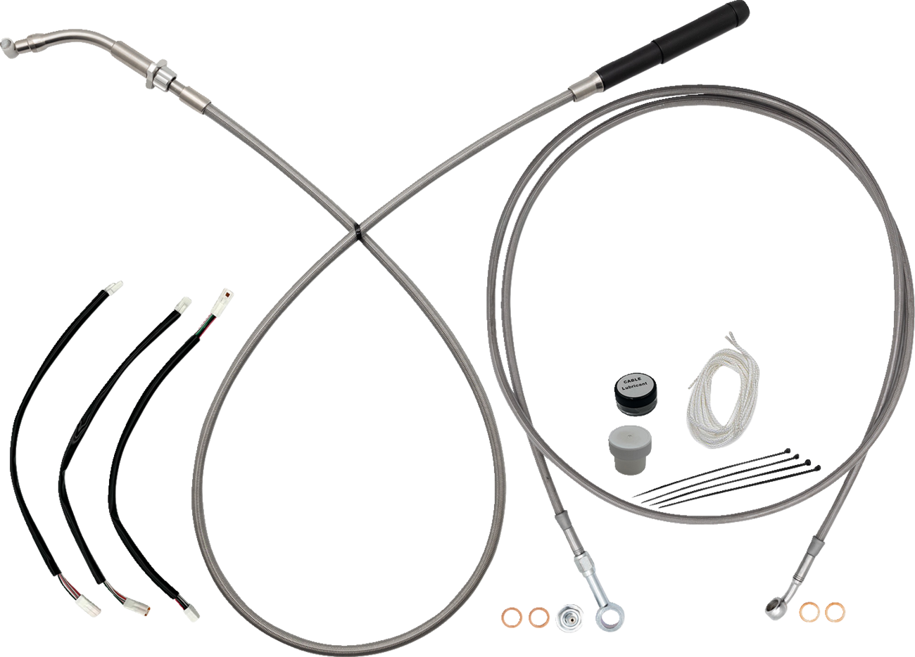FAT BAGGERS INC. EZ Install Kit - 10" Handlebars - Upper Clutch - Full Length - Braided Stainless Steel 249010