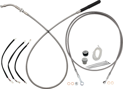 FAT BAGGERS INC. EZ Install Kit - 12" Handlebars - Upper Clutch - Full Length - Braided Stainless Steel 249012