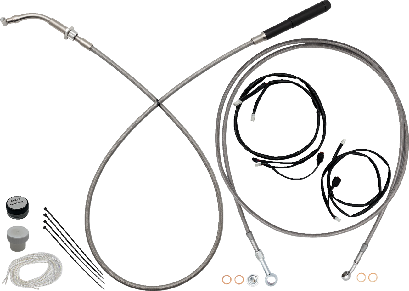FAT BAGGERS INC. EZ Install Kit - 13"/14" Handlebars - Upper Clutch - Full Length - Braided Stainless Steel 249014