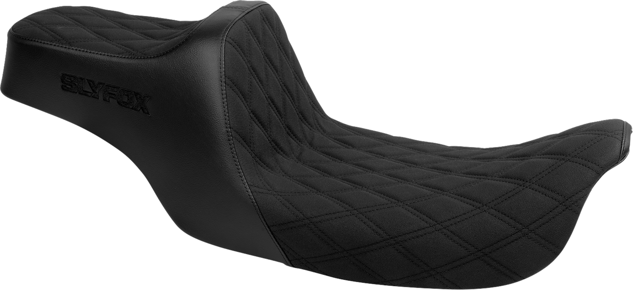 SLYFOX High Noon Seat - Double Diamond - Black Logo - Black Stitch - FLH/FLT '97-'07 4702C-SlyFox