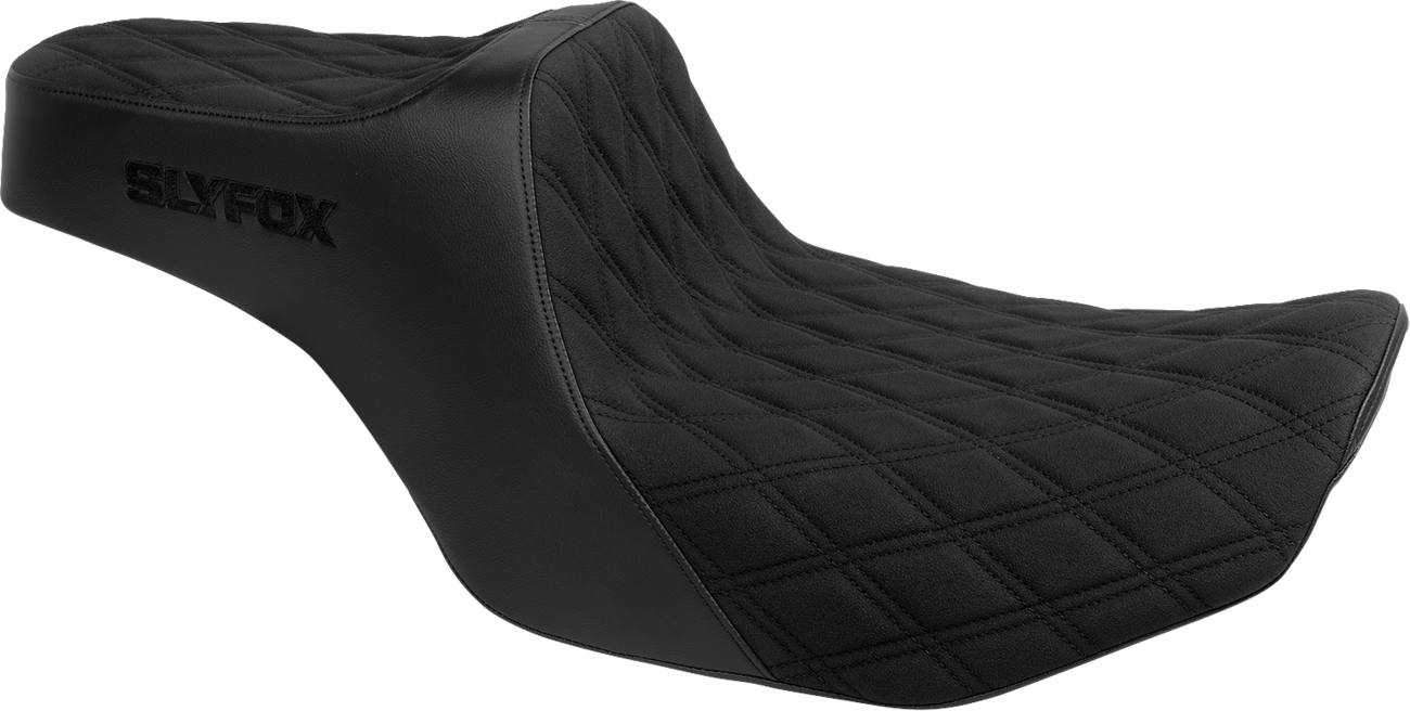 SLYFOX High Noon Seat - Double Diamond - Black Logo - Black Stitch - FLH/FLT '23-'25 4704C-SlyFox