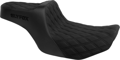 SLYFOX High Noon Seat - Double Diamond - Black Logo - Black Stitch - FLH/FLT '23-'25 4704C-SlyFox