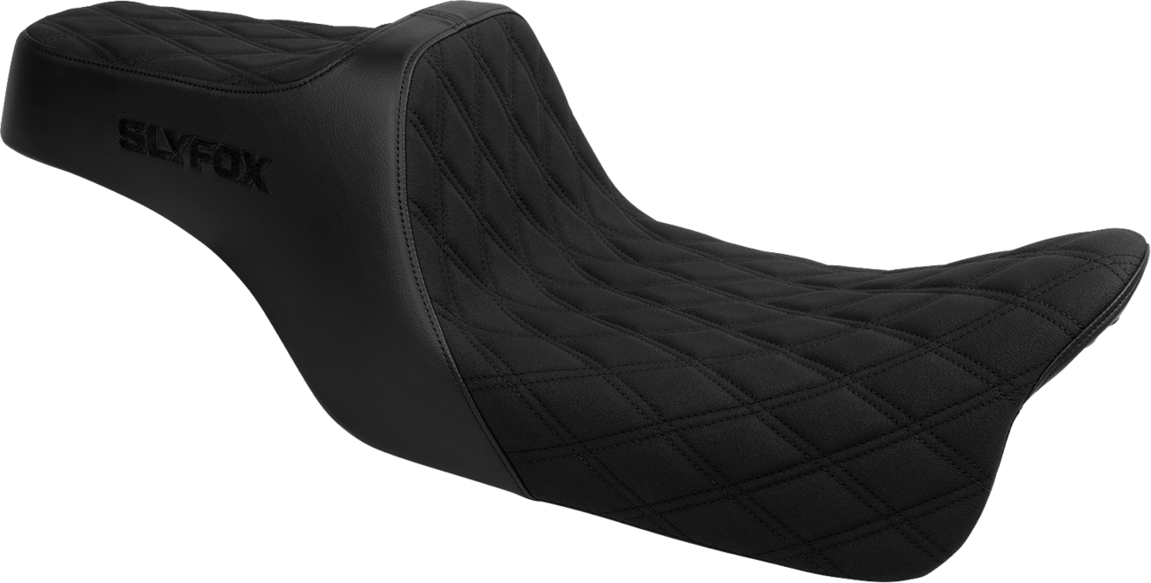 SLYFOX High Noon Seat - Double Diamond - Black Logo - Black Stitch - FLH/FLT '08-'25 4710C-SlyFox