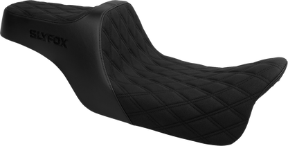 SLYFOX High Noon Seat - Double Diamond - Black Logo - Black Stitch - FLH/FLT '08-'25 4710C-SlyFox