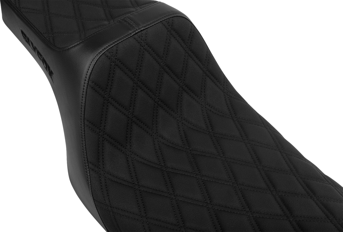 SLYFOX High Noon Seat - Double Diamond - Black Logo - Black Stitch - FLH/FLT '08-'25 4710C-SlyFox
