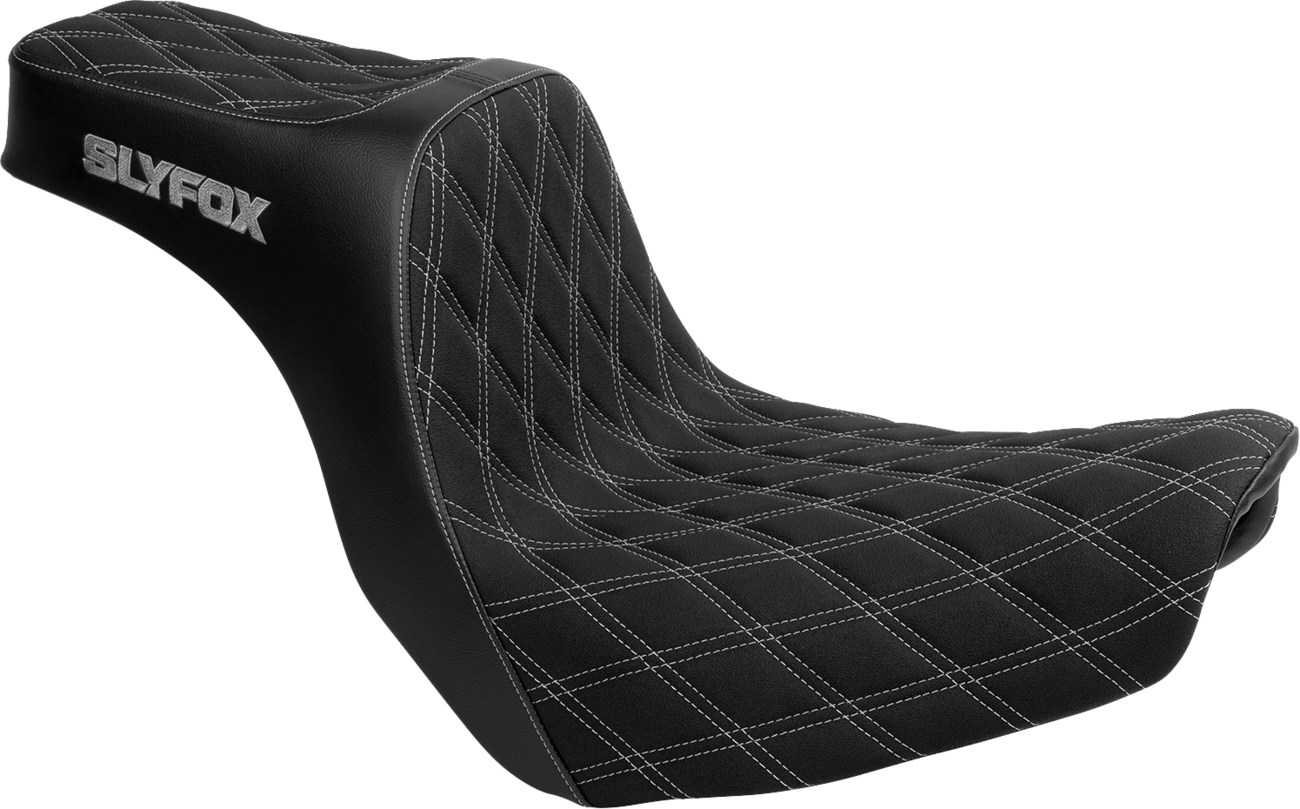 SLYFOX High Noon Seat - Double Diamond - Silver Logo - Silver Stitch - FL/FX '18-'25 4701D-SlyFox