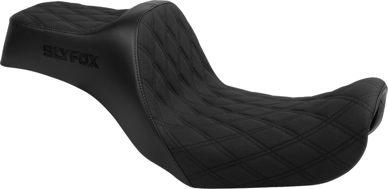 SLYFOX High Noon Seat - Double Diamond - Black Logo - Black Stitch - FXD/FLD '06-'17 4694C-SlyFox