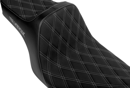 SLYFOX High Noon Seat - Double Diamond - Silver Logo - Silver Stitch - FXD/FLD '06-'17 4694D-SlyFox