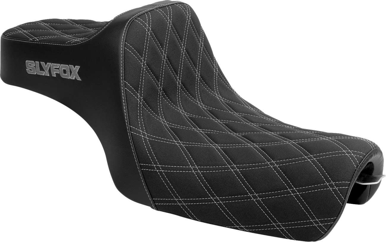 SLYFOX High Noon Seat - Double Diamond - Silver Logo - Silver Stitch - XL '04-'22 4709D-SlyFox