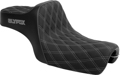 SLYFOX High Noon Seat - Double Diamond - Silver Logo - Silver Stitch - XL '04-'22 4709D-SlyFox