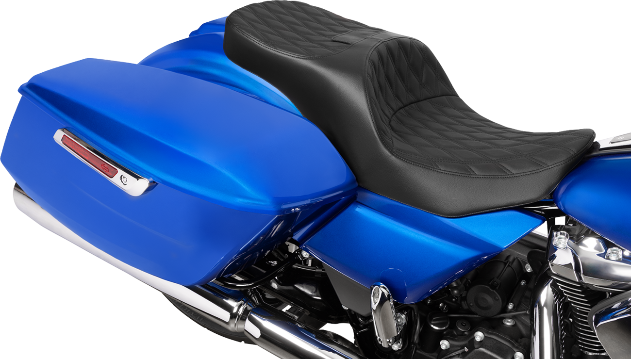 DRAG SPECIALTIES SEATS Forward Position Freedom Seat - Vinyl - Black Double Diamond Stitch - FLH/FLT '23-'25 4715B