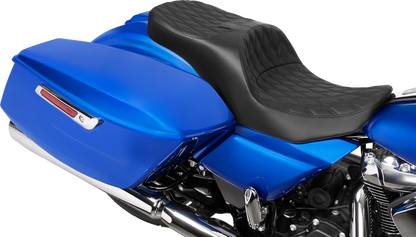 DRAG SPECIALTIES SEATS Forward Position Freedom Seat - Vinyl - Black Double Diamond Stitch - FLH/FLT '23-'25 4715B