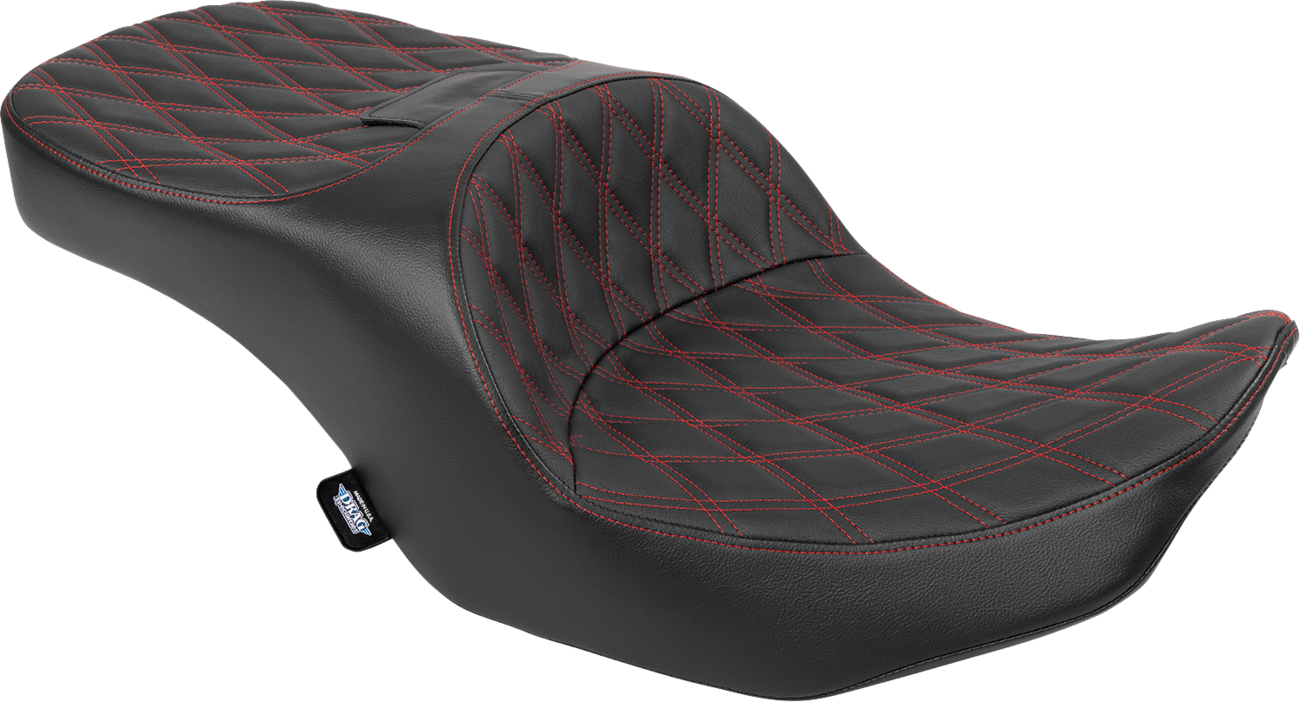 DRAG SPECIALTIES SEATS Forward Position Freedom Seat - Vinyl - Red Double Diamond Stitch - FLH/FLT '23-'25 4715D