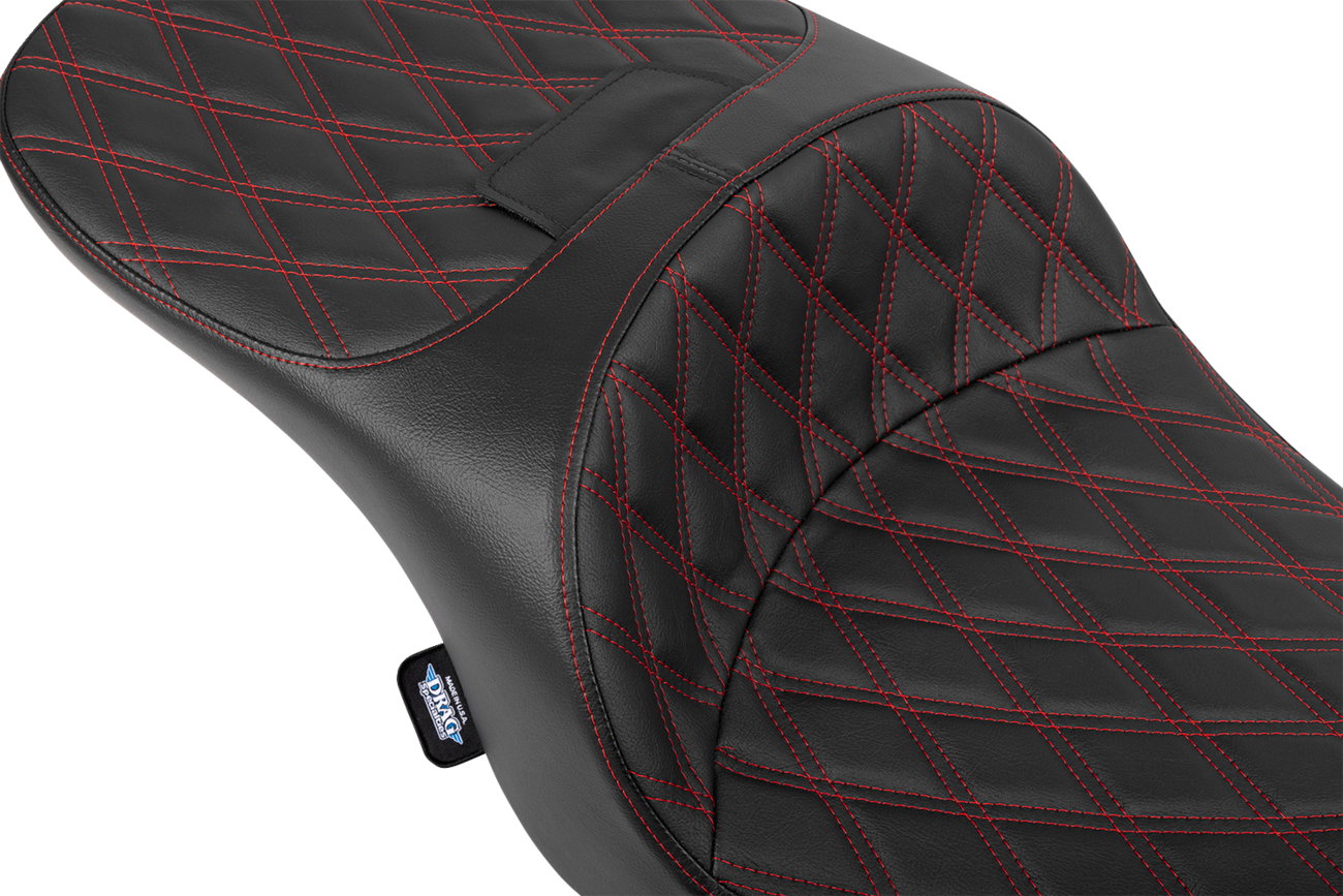 DRAG SPECIALTIES SEATS Forward Position Freedom Seat - Vinyl - Red Double Diamond Stitch - FLH/FLT '23-'25 4715D