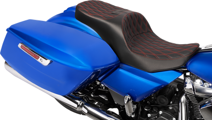 DRAG SPECIALTIES SEATS Forward Position Freedom Seat - Vinyl - Red Double Diamond Stitch - FLH/FLT '23-'25 4715D