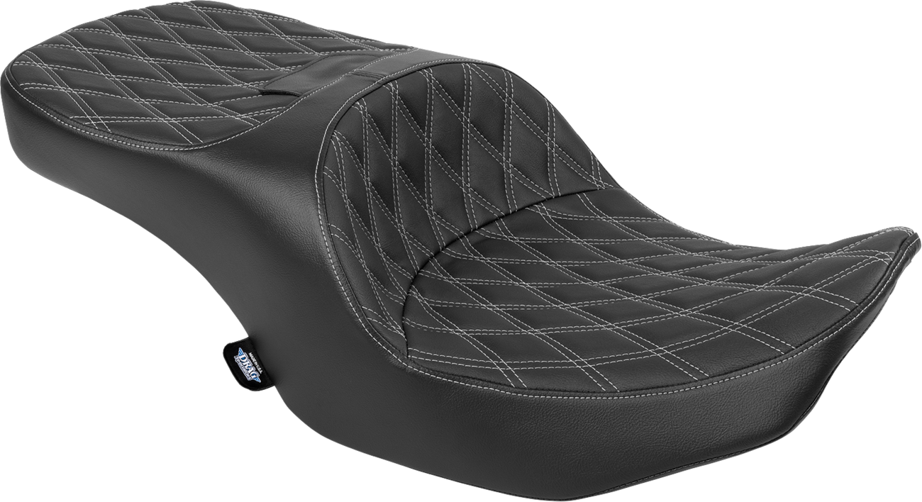 DRAG SPECIALTIES SEATS Forward Position Freedom Seat - Vinyl - Silver Double Diamond Stitch - FLH/FLT '23-'25 4715C