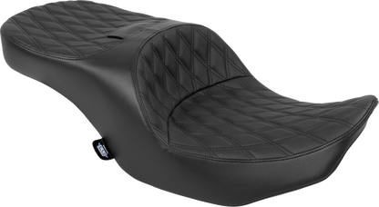 DRAG SPECIALTIES SEATS Forward Position Freedom Seat - Vinyl/Solar Leather - Black Double Diamond Stitch - FLH/FLT '23-'25 4715F