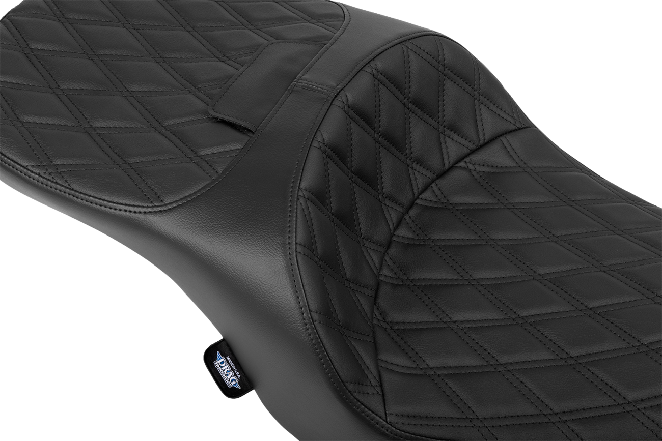 DRAG SPECIALTIES SEATS Forward Position Freedom Seat - Vinyl/Solar Leather - Black Double Diamond Stitch - FLH/FLT '23-'25 4715F