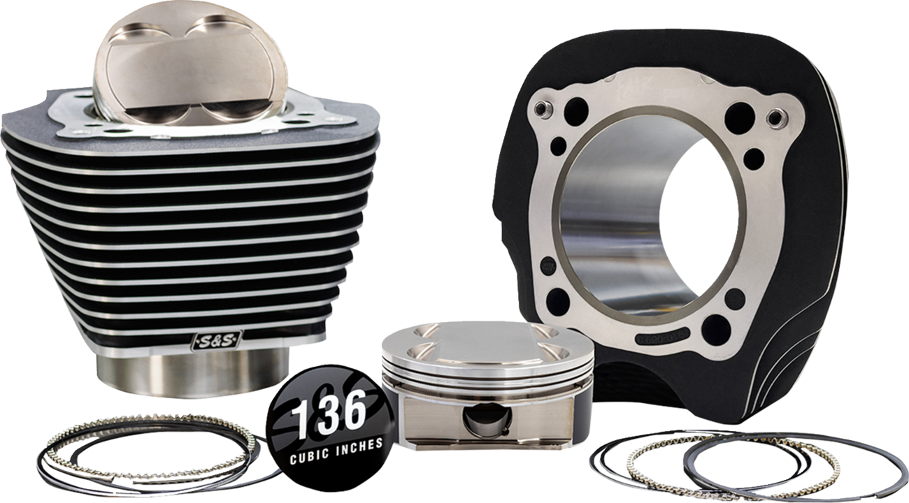 S&S CYCLE 132" High Compression | 136" Big Bore Kit - 4.320" Bore - Black w/o Highlighted Fins - M8 910-1009A