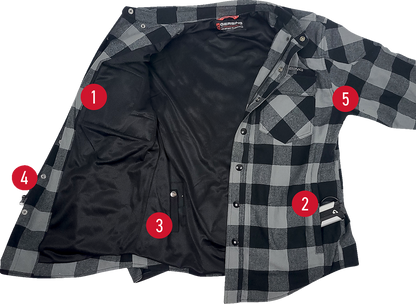 GERBING HEATED CLOTHING 7 V Battery Heated Flannel Shirt - Gray/Black - 2XL GER7VFS-BG-XXL
