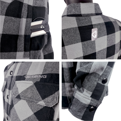 GERBING HEATED CLOTHING 7 V Battery Heated Flannel Shirt - Gray/Black - 2XL GER7VFS-BG-XXL