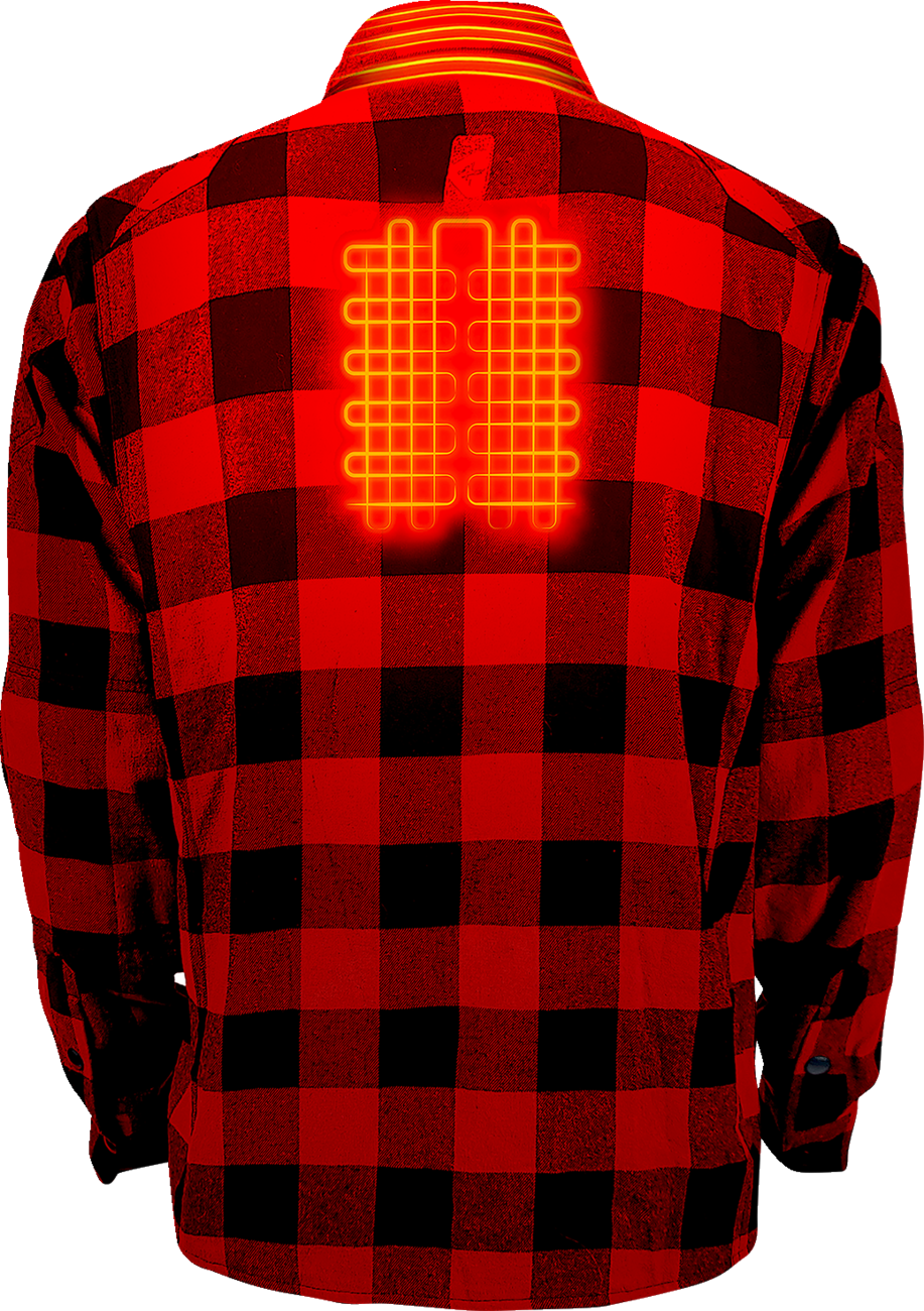 GERBING HEATED CLOTHING 7 V Battery Heated Flannel Shirt - Red/Black - Large GER7VFS-RB-L