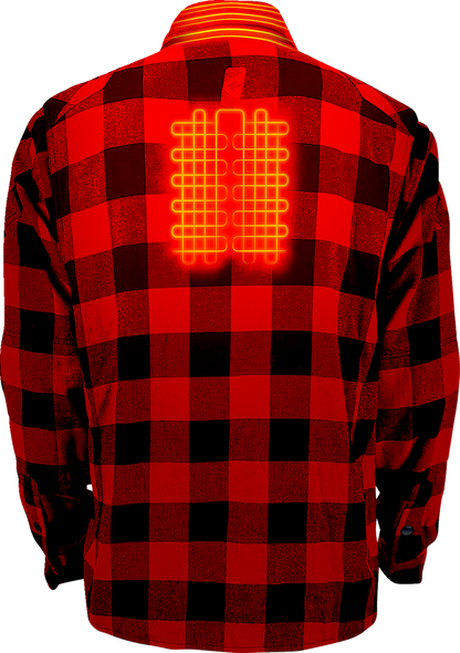 GERBING HEATED CLOTHING 7 V Battery Heated Flannel Shirt - Red/Black - Large GER7VFS-RB-L