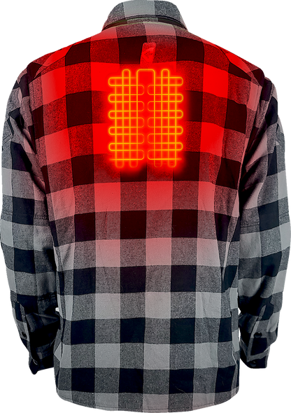 GERBING HEATED CLOTHING 7 V Battery Heated Flannel Shirt - Gray/Black - 2XL GER7VFS-BG-XXL