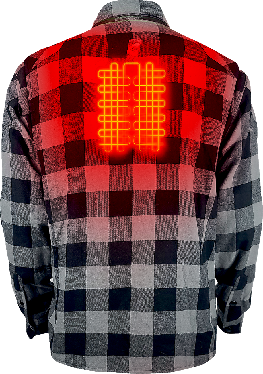 GERBING HEATED CLOTHING 7 V Battery Heated Flannel Shirt - Gray/Black - Medium GER7VFS-BG-M