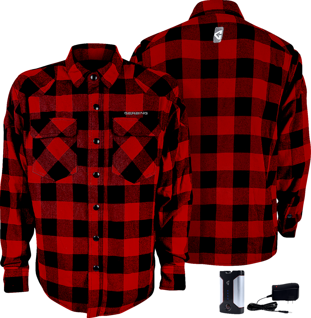 GERBING HEATED CLOTHING 7 V Battery Heated Flannel Shirt - Red/Black - 3XL GER7VFS-RB-3XL