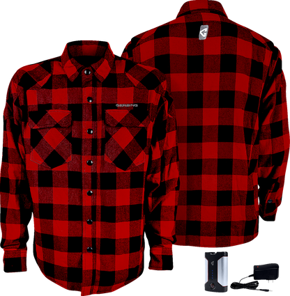 GERBING HEATED CLOTHING 7 V Battery Heated Flannel Shirt - Red/Black - 3XL GER7VFS-RB-3XL